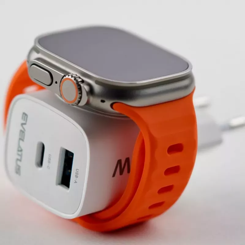 Evelatus 2 in 1 Charger 20W Max USB-C+USB-A:15W Max USB-C+USB-A+Wireless:15W+2W 17W Max White