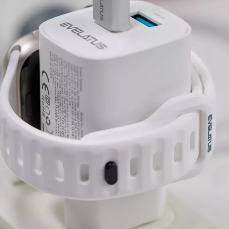 Evelatus 2 in 1 Charger 20W Max USB-C+USB-A:15W Max USB-C+USB-A+Wireless:15W+2W 17W Max White