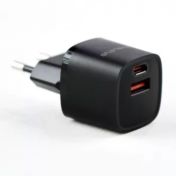 Evelatus USB-A i USB-C 30W Max EU Ładowarka Czarna