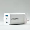 Evelatus 65W Max Fast Charger UK USB-C1/USB-C1/USB-A White