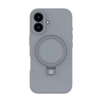 Evelatus Apple iPhone 16 Premium Magsafe z Uchwytem i Stojakiem, Silikonowe Etui Soft Touch, Srebrny