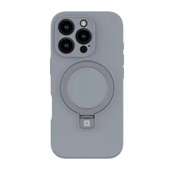Evelatus Apple iPhone 16 Pro Premium MagSafe z podstawką, silikonowe etui Soft Touch, srebrny