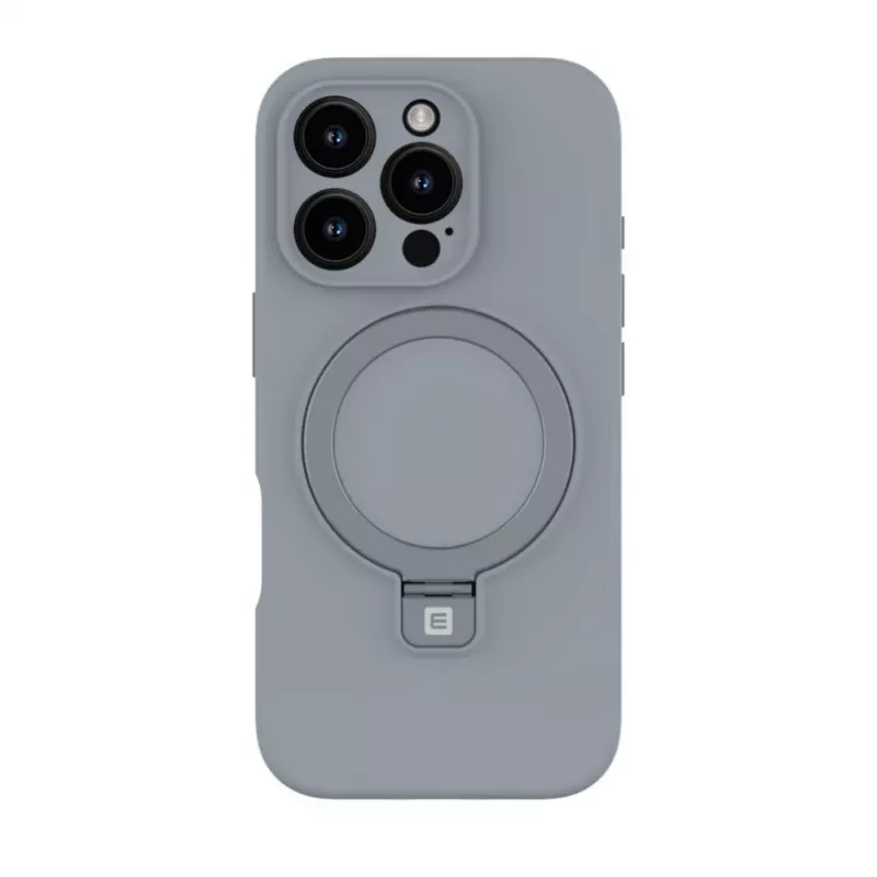 Evelatus Apple iPhone 16 Pro Premium MagSafe z podstawką, silikonowe etui Soft Touch, srebrny