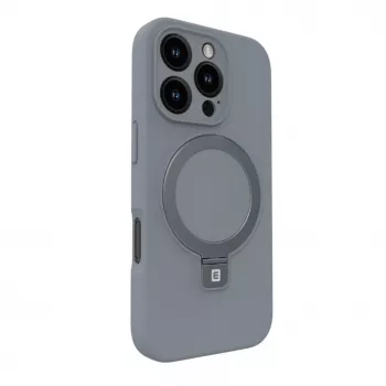 Evelatus Apple iPhone 16 Pro Premium MagSafe z podstawką, silikonowe etui Soft Touch, srebrny