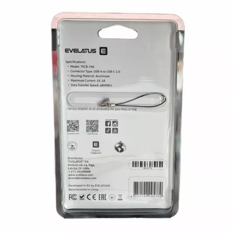EVELATUS UltraLink OTG Adapter USB 3.0 do USB-C 5V 3A 480 Mb/s Abyss Blue