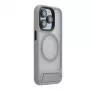 Evelatus Apple iPhone 15 Pro Max Rubber Coated MagSafe With Stand Case Silver