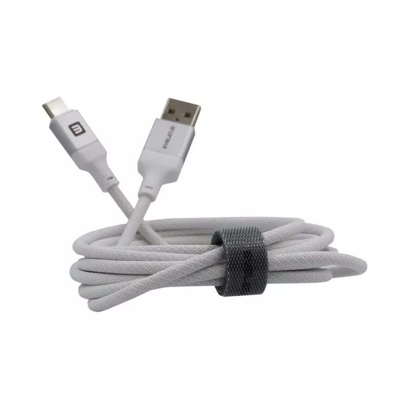 Evelatus USB-A do USB-C Kabel 2M Aluminiowa Obudowa Pleciony Biały