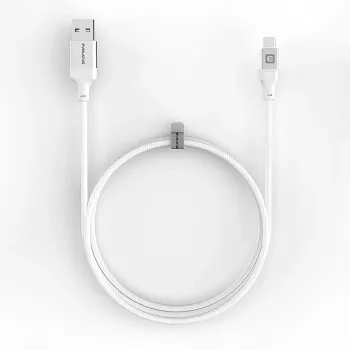 Evelatus USB-A do USB-C Kabel 2M Aluminiowa Obudowa Pleciony Biały