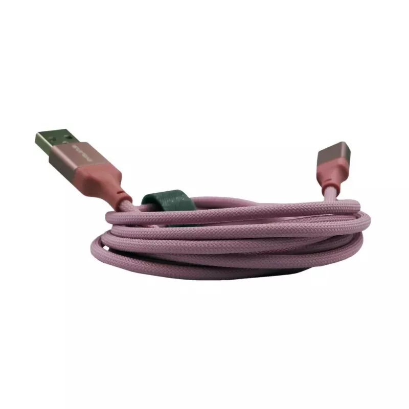 Evelatus USB-A do USB-C Kabel 2M Pleciony Nylon Aluminiowa Obudowa Różowy