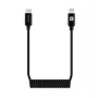 Evelatus AutoSpring Coiled Cable USB C to Lightning Connector 1.2M Black