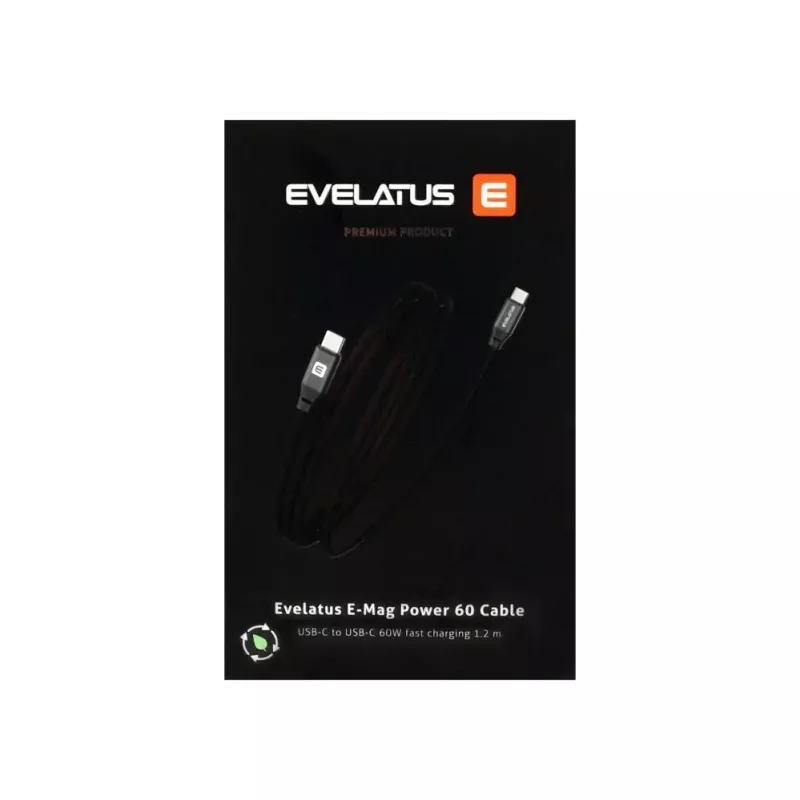 Evelatus E-Mag Power 60W USB-C do USB-C Kabel Magnetyczny 1.2m Czarny