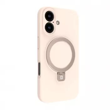 Evelatus Apple iPhone 16 Premium Magsafe z Uchwytem i Stojakiem, Silikonowe Etui Soft Touch, Pink Sand
