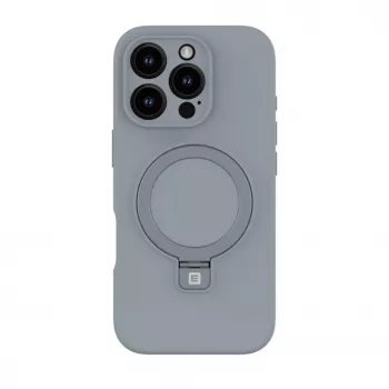 Evelatus Apple iPhone 16 Pro Max Premium MagSafe z podstawką, silikonowe etui Soft Touch, srebrny