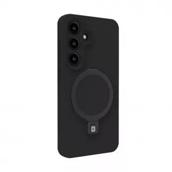 Evelatus Samsung Galaxy S25 Premium Magnetic z Uchwytem i Podstawką, Silikonowe Etui Soft Touch, Czarny