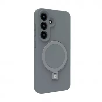 Evelatus Samsung Galaxy S25 Premium Magnetic z Uchwytem i Podpórką, Silikonowa Etui Soft Touch, Srebrny