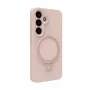 Evelatus Samsung Galaxy S25 Premium Magnetic z Uchwytem i Podpórką, Silikonowe Etui Soft Touch, Piaskowy Róż