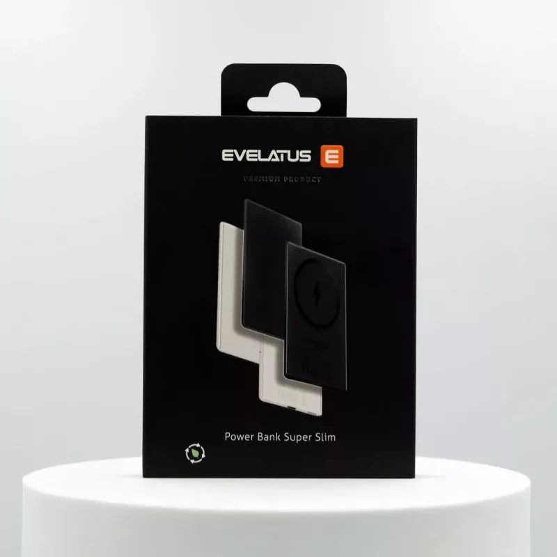 Evelatus 3000mAh Power Bank Super Slim z ładowaniem bezprzewodowym EVEP03PBSSB Czarny