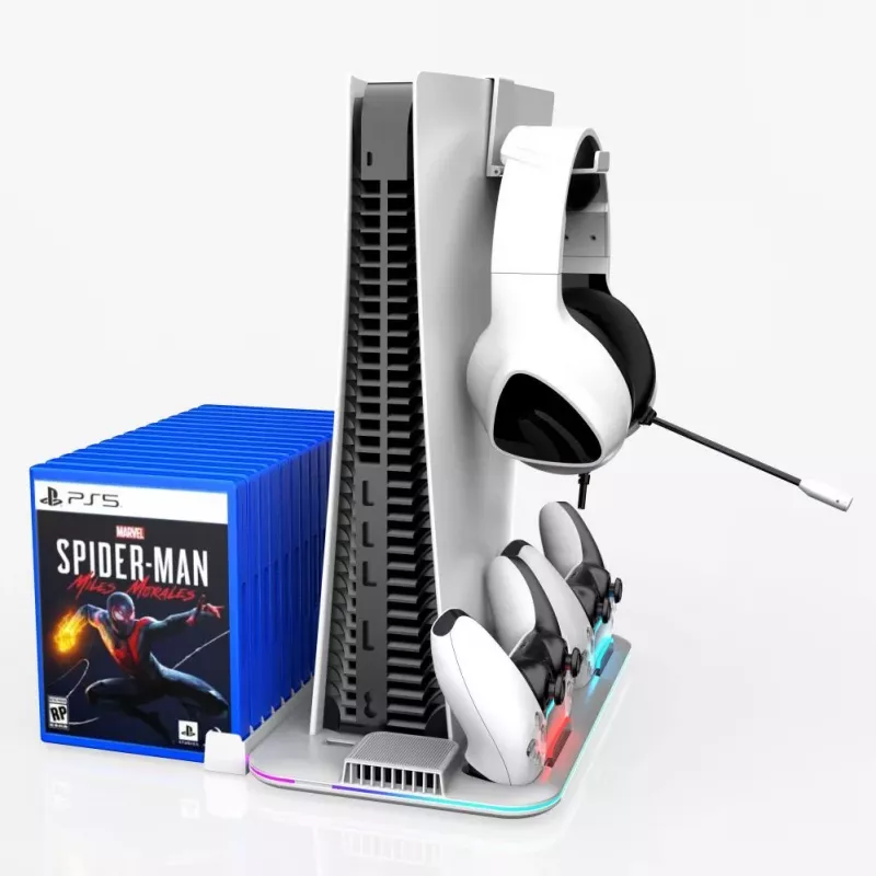 iLike DZ504 Slim Multi Dock Station do kontrolerów PlayStation 5 PS5 z wentylatorami i RGB Czarny