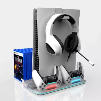 iLike DZ504 Slim Multi Dock Station do kontrolerów PlayStation 5 PS5 z wentylatorami i RGB Czarny