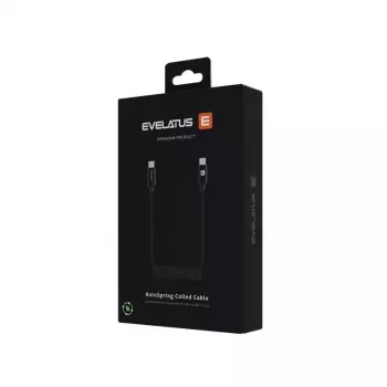 Evelatus AutoSpring Coiled Cable USB C to USB C 1.2M Black