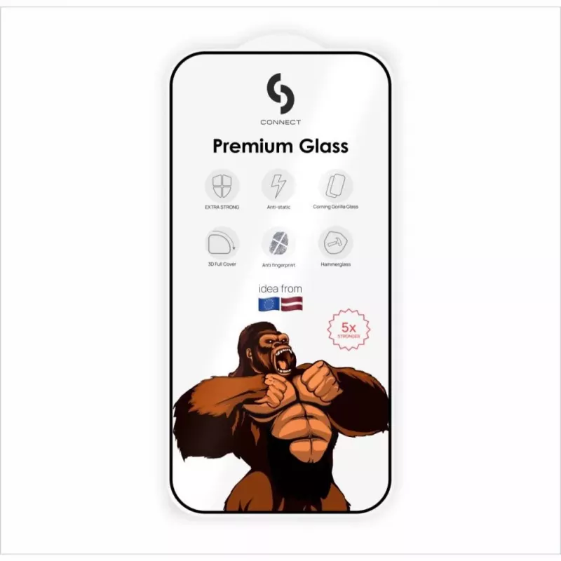 Connect Samsung Galaxy S26 Edge / S26 Plus Corning Gorilla Glass Anti-Static 3D Full Cover 5X Stronger Black