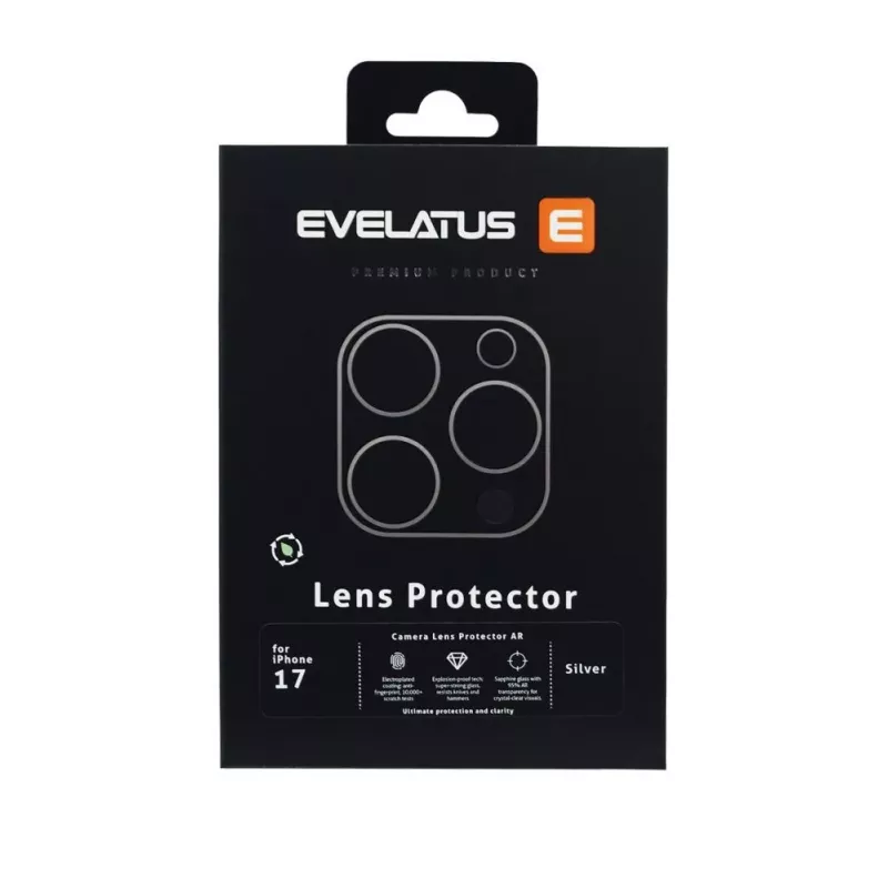 Evelatus Apple iPhone 17 Full Body Camera Lens Protection Premium Silver