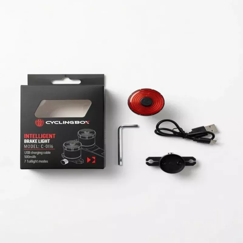 iLike Smart USB Rechargeable Bike Tail Light with Brake Sensor, 7 Lighting Modes, IPX5 Waterproof, Aluminum Bicycle Rear Light, Seat Rail Mount