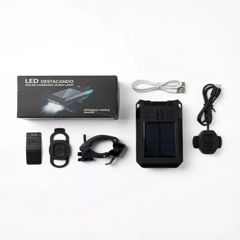 iLike Solar Powered Bike Headlight z 120dB klaksonem, USB ładowalne, 1000LM LED przednie światło rowerowe, bateria 4000mAh, awaryjne światło ostrzegawcze