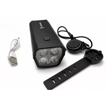 iLike Ładowana przez USB lampka rowerowa z klaksonem elektrycznym 120dB, 300 lumenów LED, przełącznik na kierownicę