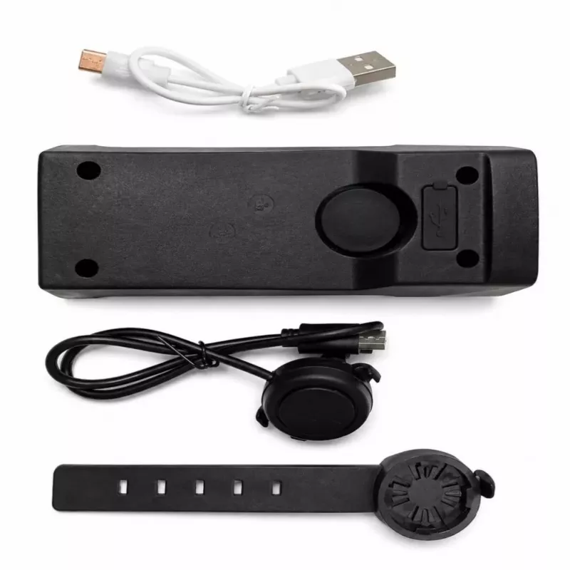 iLike Ładowana przez USB lampka rowerowa z klaksonem elektrycznym 120dB, 300 lumenów LED, przełącznik na kierownicę