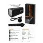 iLike Ładowana przez USB lampka rowerowa z klaksonem elektrycznym 120dB, 300 lumenów LED, przełącznik na kierownicę
