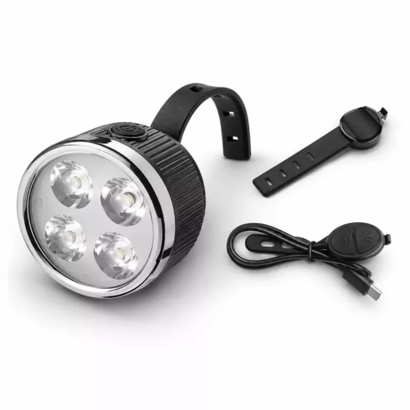 iLike Ładowana przednia lampka rowerowa z klaksonem 120dB, 280 lumenów, 4 tryby świecenia, ładowana przez USB, bezprzewodowy pilot