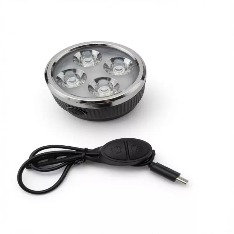 iLike Ładowana przednia lampka rowerowa z klaksonem 120dB, 280 lumenów, 4 tryby świecenia, ładowana przez USB, bezprzewodowy pilot