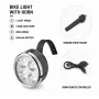 iLike Ładowana przednia lampka rowerowa z klaksonem 120dB, 280 lumenów, 4 tryby świecenia, ładowana przez USB, bezprzewodowy pilot