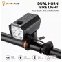 iLike JOHORSE USB Rechargeable Bike Headlight with 120dB Electric Horn, 300LM 4 LED Bicycle Front Light, 7 Lighting Modes, Handlebar Remote Switch, IPX4 Waterproof Black