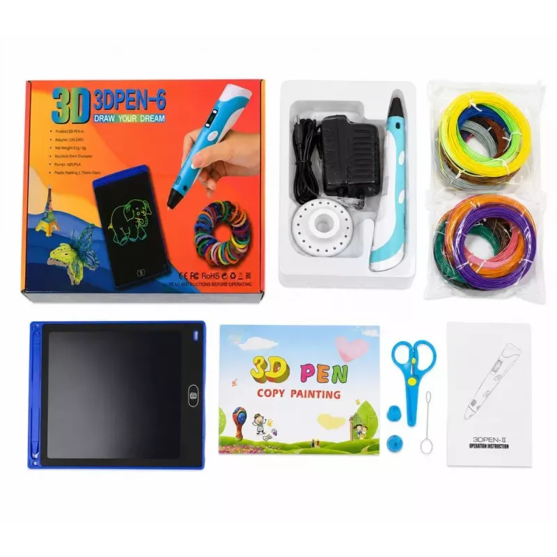 Zestaw iLike Melt 3D Pen Kit Box Complete Set For 3D Printing Pen, 3D PEN-7-1 Set with Stencils 5m x 20 Colors Blue