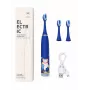 iLike Kids Rechargeable Sonic Electric Toothbrush, USB Charging, 3 Brush Heads (1+2 Replacement Heads), Soft Bristles, Waterproof, Blue Bear Design Blue
