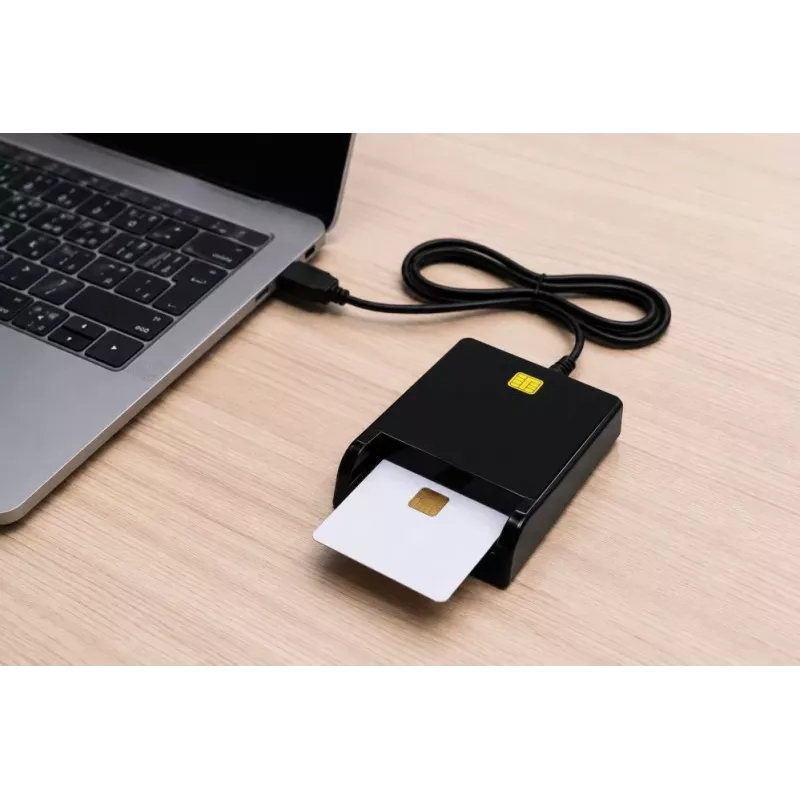 iLike USB Smart Card Reader, Czytnik kart kontaktowych IC do podpisu cyfrowego, eID, bankowości i kart rządowych, czarny