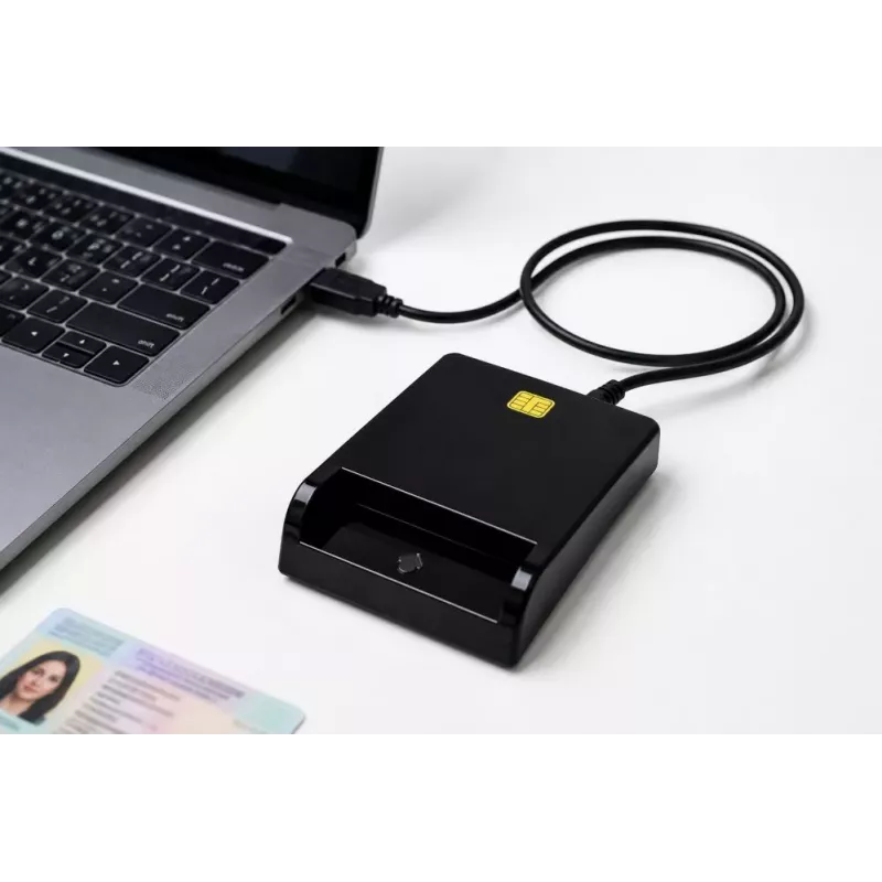 iLike USB Smart Card Reader, Czytnik kart kontaktowych IC do podpisu cyfrowego, eID, bankowości i kart rządowych, czarny