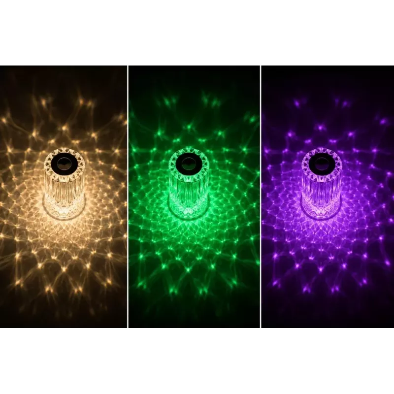 Lampa stołowa LED RGB iLike Crystal Touch z głośnikiem Bluetooth, ambientowym światłem nocnym i pilotem