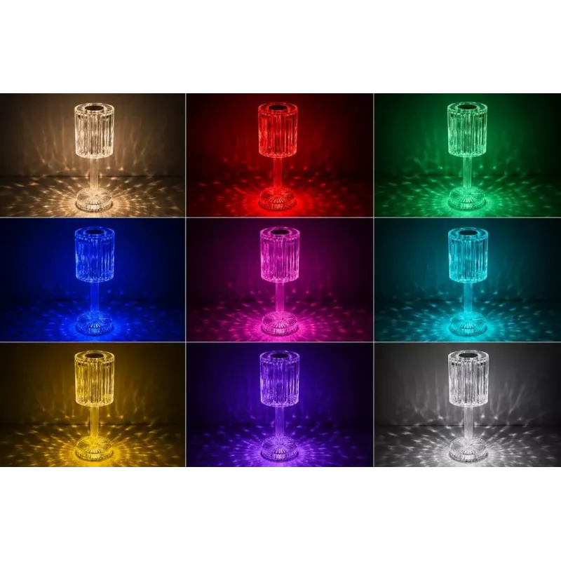 Lampa stołowa LED RGB iLike Crystal Touch z głośnikiem Bluetooth, ambientowym światłem nocnym i pilotem