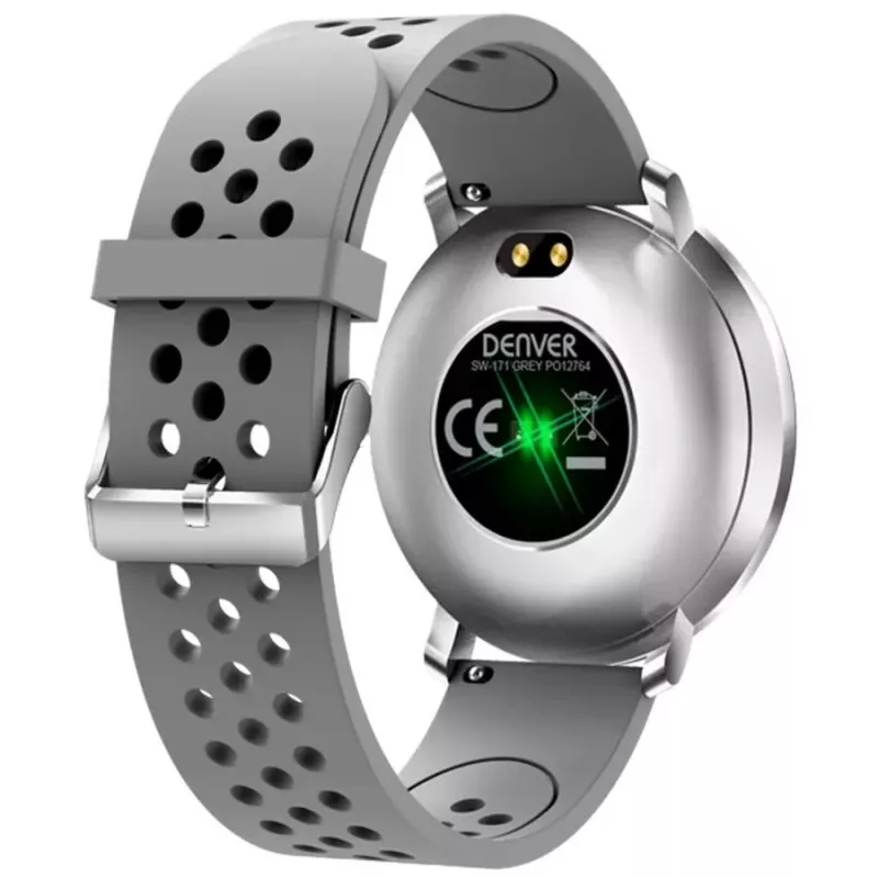 Denver SW-171 Szary Smartwatch z 1.3-calowym wyświetlaczem dotykowym IPS, czujnikiem tętna, IP67, Bluetooth 5.0