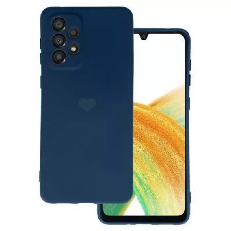 Vennus Samsung Galaxy A13 4G Silicone Heart Case Dark Blue
