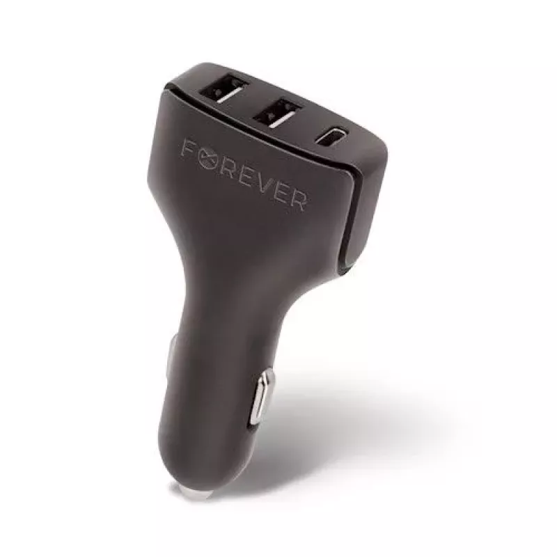 Forever Universal USB Car Charger CC-05 2xUSB & Type-C 4.8A Czarny