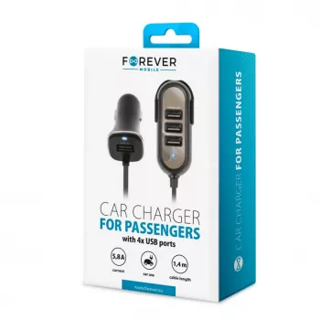 Forever Universal PC-01 Ładowarka Samochodowa (4 x USB | 5,8 A) dla Pasażerów Czarny