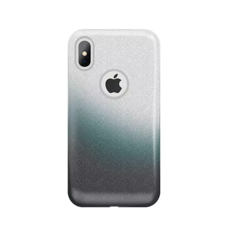 iLike Apple iPhone X / iPhone XS Gradient Glitter 3in1 Case Smoked