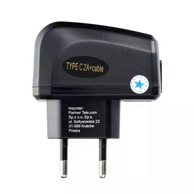 Ładowarka sieciowa Blue Star Lite USB A 2A 10W + kabel USB A do USB C TFK-TC-1095B Czarny