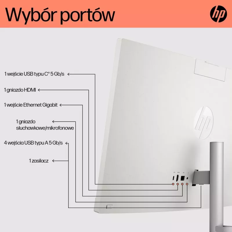 HP 24-cr0332nw All-in-One PC, AMD Ryzen 7 7730U, 23,8 inch Full HD, 16 GB DDR4, 512 GB SSD, Windows 11 Home, Biały