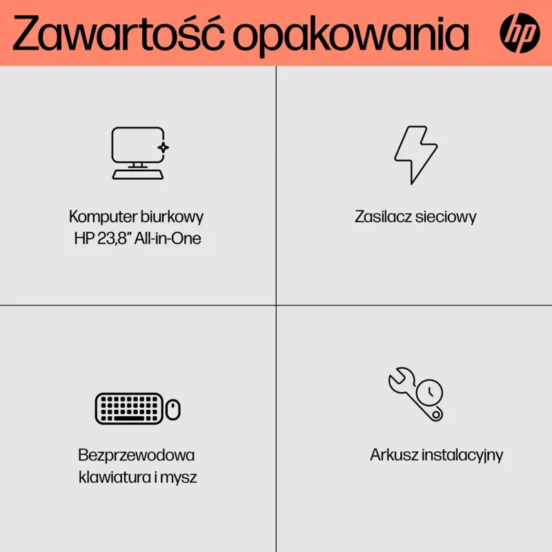 HP 24-cr0332nw All-in-One PC, AMD Ryzen 7 7730U, 23,8 inch Full HD, 16 GB DDR4, 512 GB SSD, Windows 11 Home, Biały