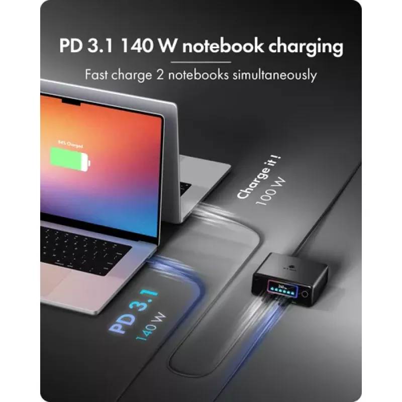 ICY BOX IB-PS2401 Uniwersalna szybka ładowarka AC 90W Czarny